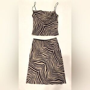 Vintage 90’s Y2K Silk Cowl Bias Cut Matching Skirt Set